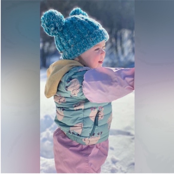 Patagonia Down Sweater Jacket in Gypsum Green Blue White Buffalo 12-18 months - Picture 11 of 11